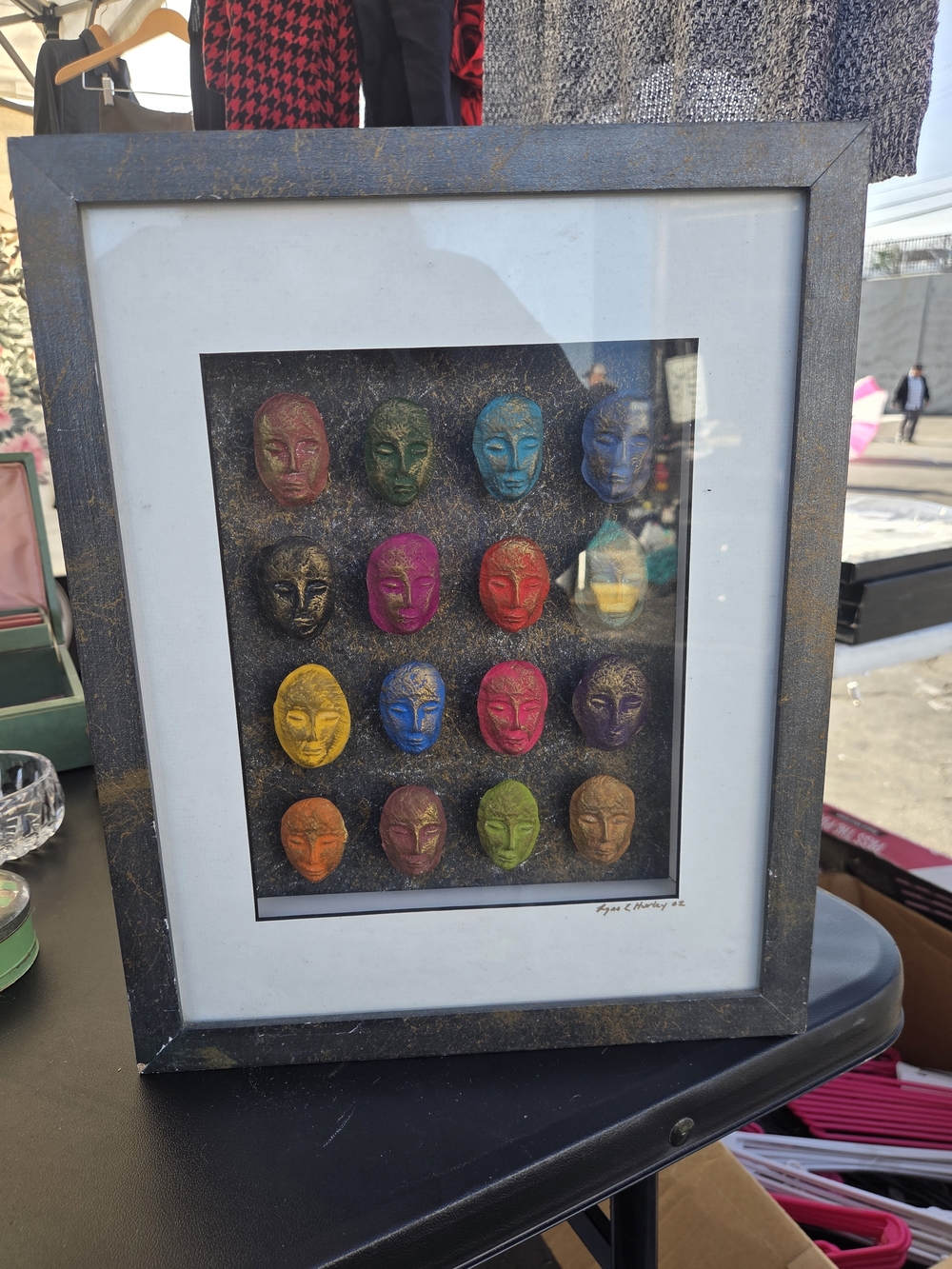 Framed Multicolor Decorative Mask Wall Art